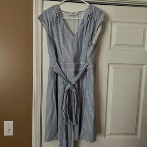 Vineyard Vines Blue Midi Sundress with V-Neck and Cap Sleeves